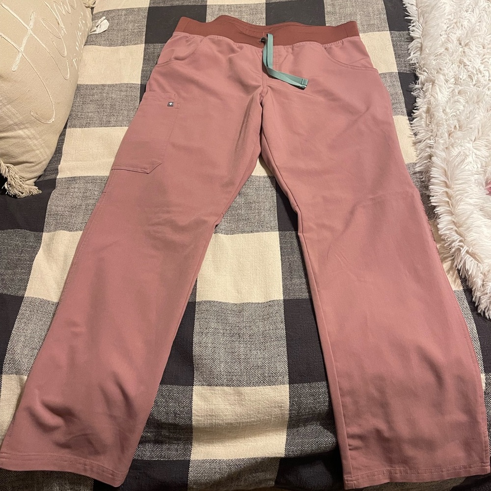 Figs women’s high waisted yola skinny pants in mineral mauve size large
